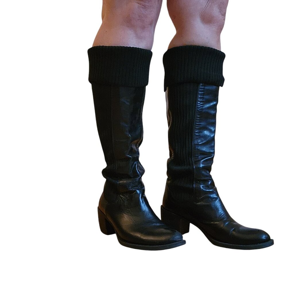 Women Leather Knit Boots